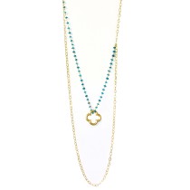 Gold & Adventurine Bead Chain Necklace